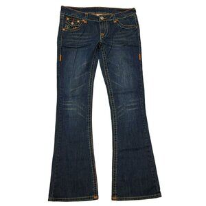 True Religion Brand Jeans Billy Blue Jeans Flare Women's 30 X 32 Orange Stitch